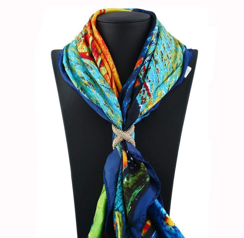 UPSTORE 2PCS(Gold+Silver) Women Lady Girls Fashion Rhinestone Inlayed Scarf Ring Buckle Modern Simple Jewelry Silk Scarf Clasp Clips Clothing Wrap Holder Decoration Accessories for T-Shirt Neckerchief Shawl - Image 5